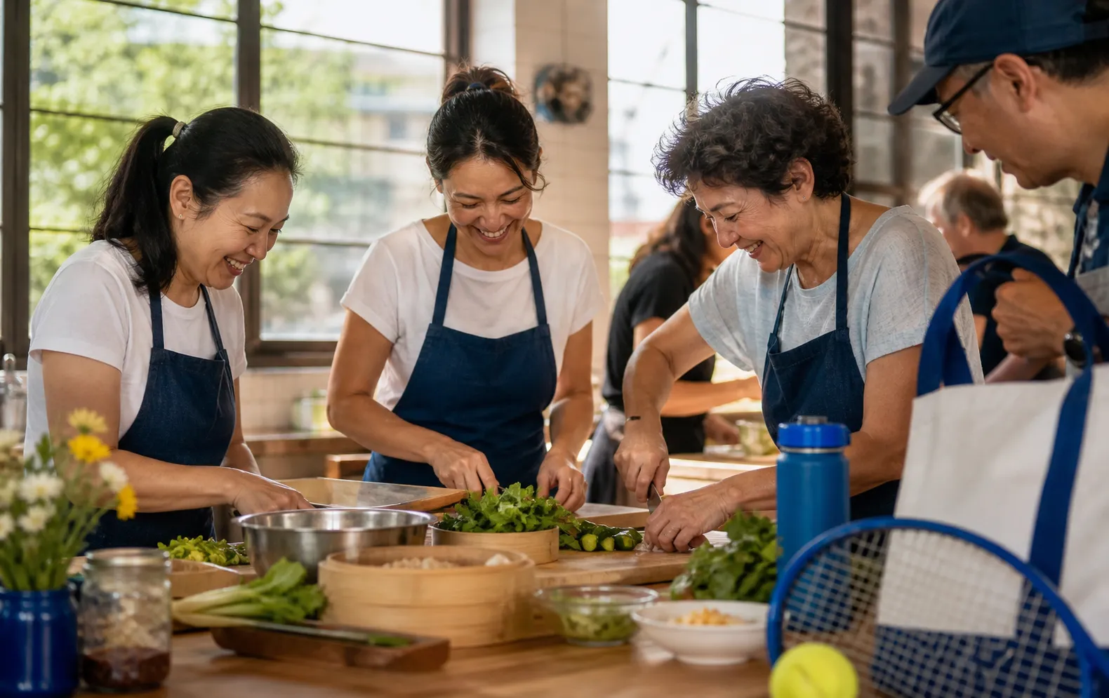 A bright Queens local-life scene connected to Bobby Flay Style Cooking Classes Near Queens 2026 US Open.
