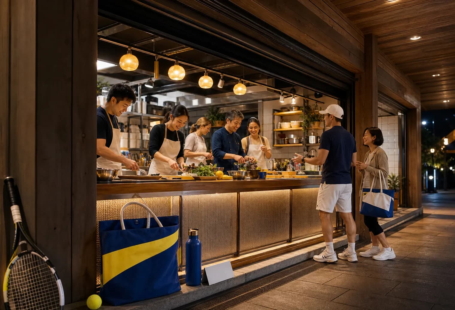 Bright New York local-life cover for Bobby Flay Style Cooking Classes Near Queens 2026 US Open.