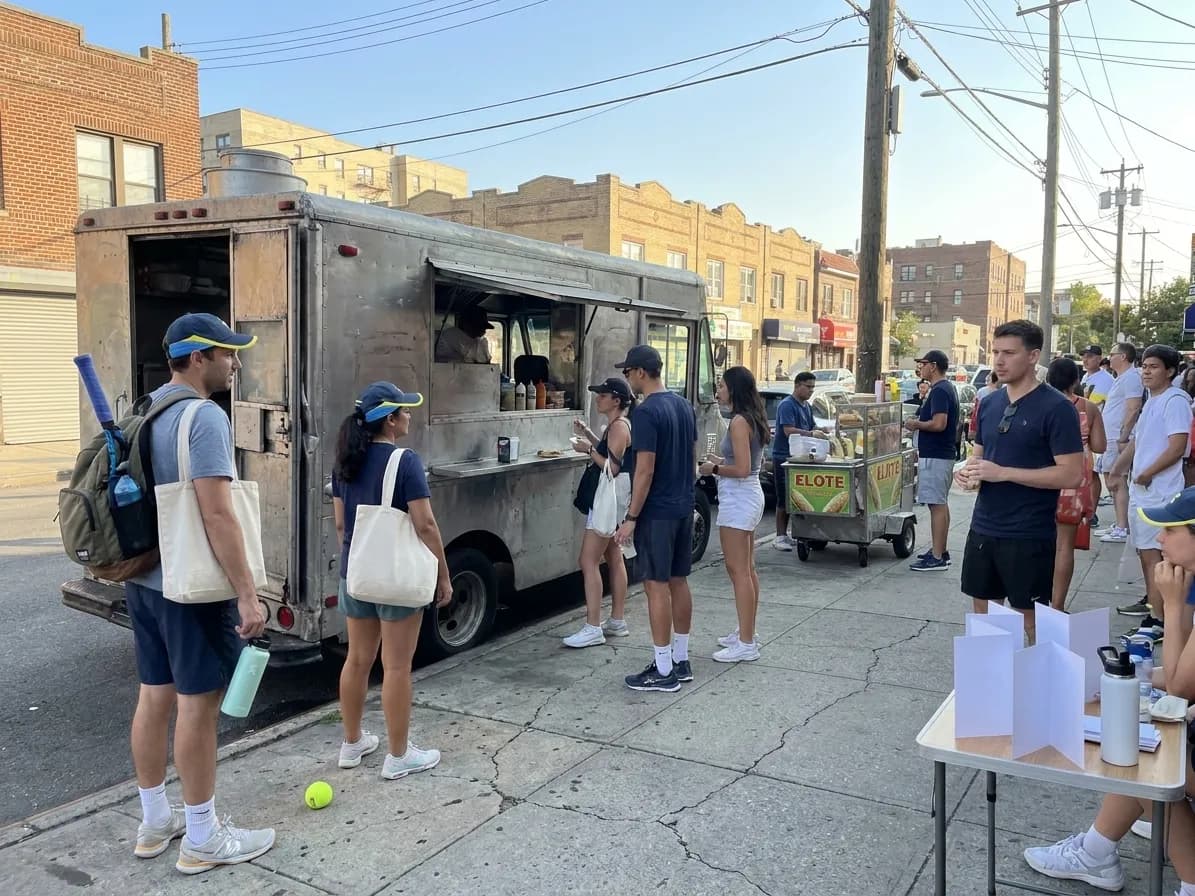 A bright Queens local-life scene connected to Mexico Style Street Food Carts Near 2026 US Open.