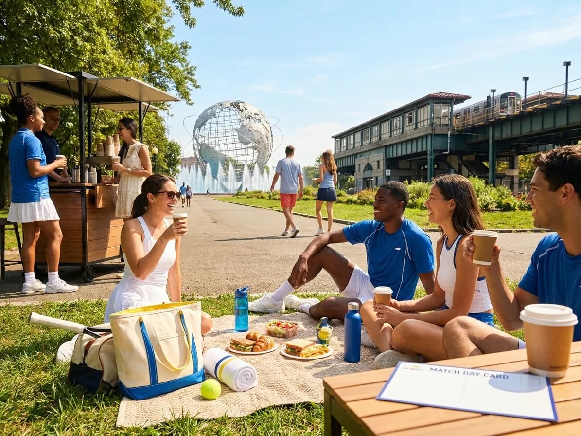 Bright realistic US Open 2026 local-life cover for Bears Camp News Coffee Stops During US Open 2026.