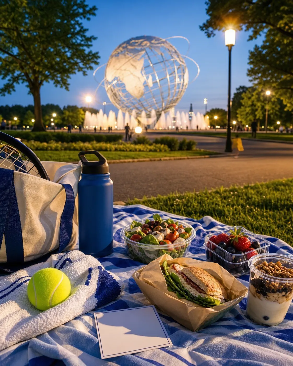 Bright realistic US Open 2026 local-life cover for Lucy Davis Field Notes For US Open 2026 Shade Break Night Session.