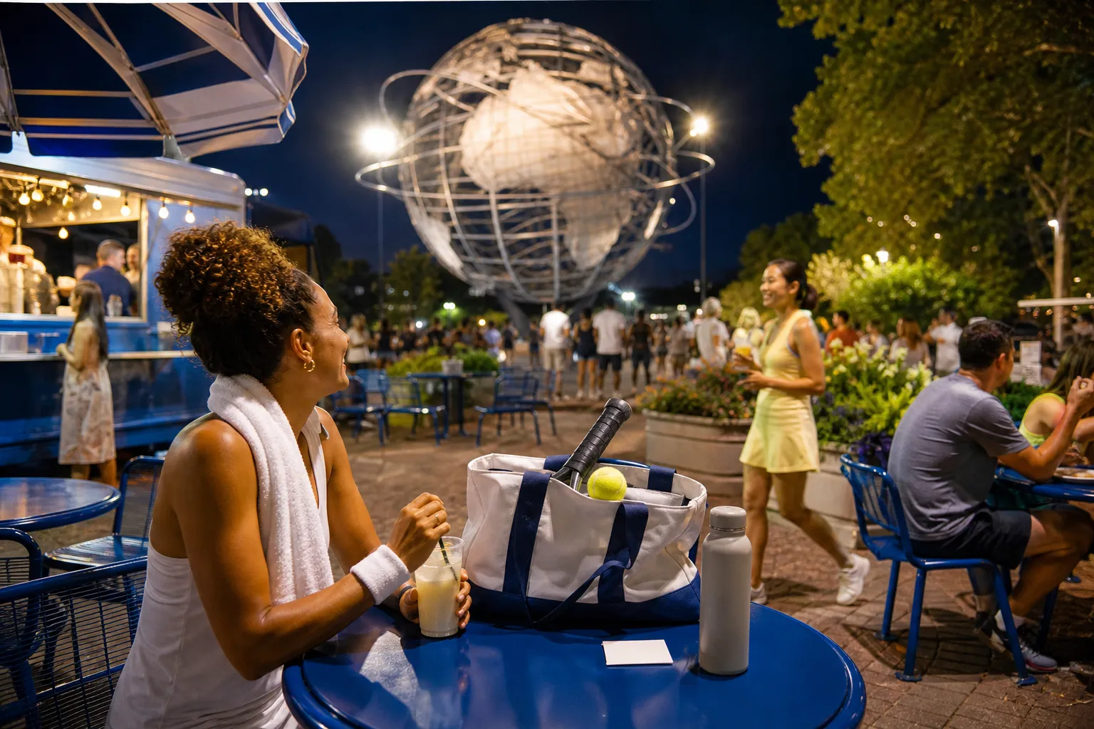 Bright Queens local-life detail for Lucy Davis Field Notes For US Open 2026 Shade Break Night Session.