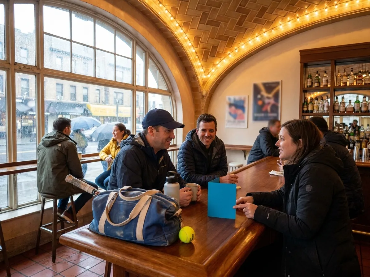 A bright Queens local-life scene connected to Movie Theater Matinees for Rainy 2026 US Open Afternoons.