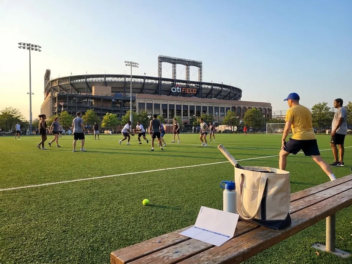 A bright Queens local-life scene connected to Jalon Walker Football Training Parks Near US Open Flushing.