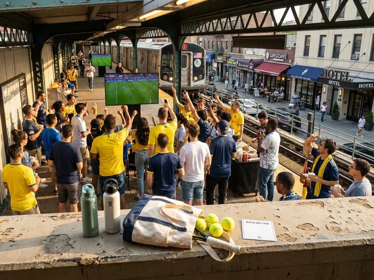 Bright Queens local-life detail for Mexico USA U20 Soccer Bars Near US Open 2026.