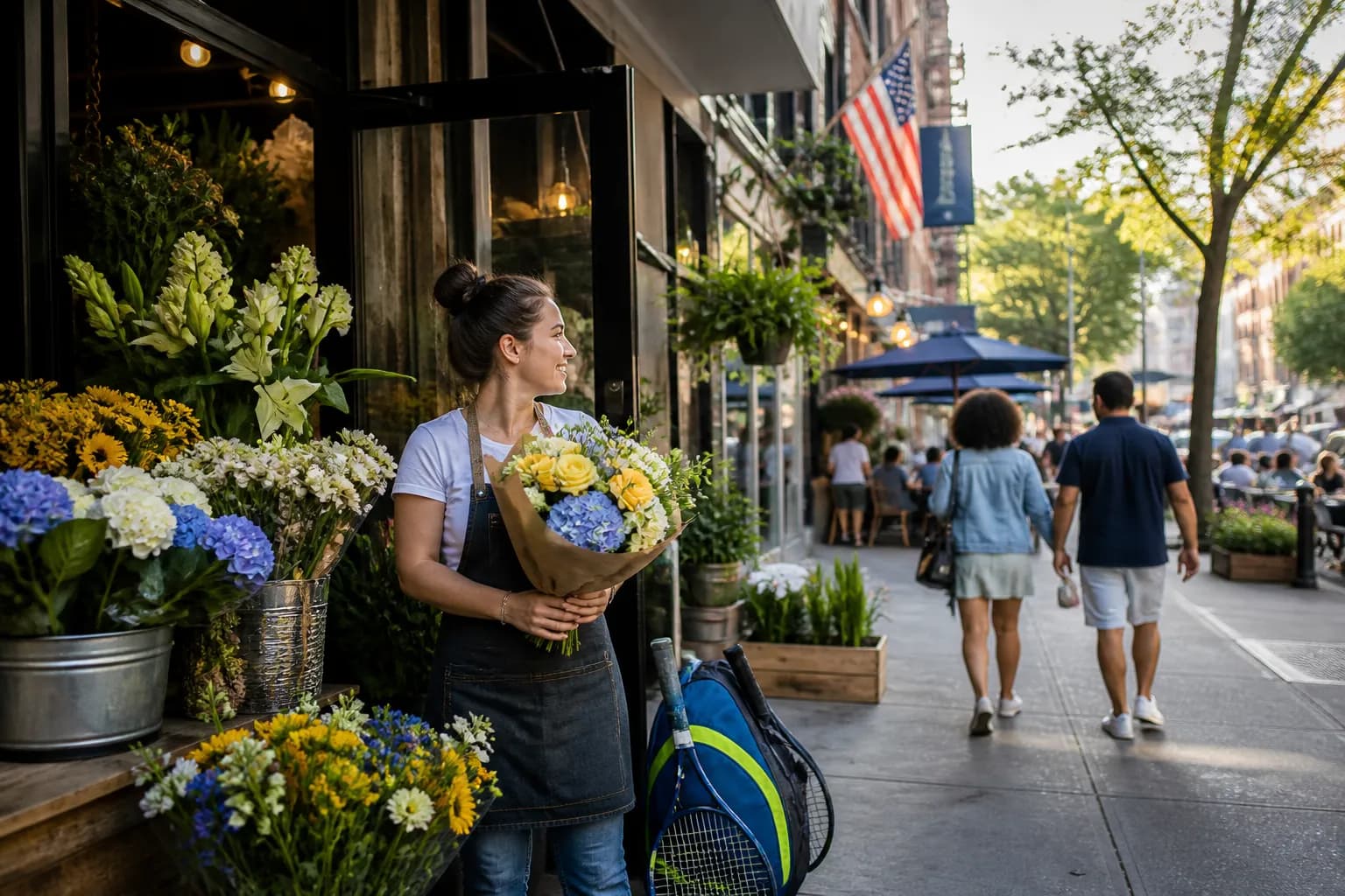 Bright New York local-life cover for Grown Ups 3 Near US Open 2026: Local Florist Stops For Tournament Celebration Bouquets.