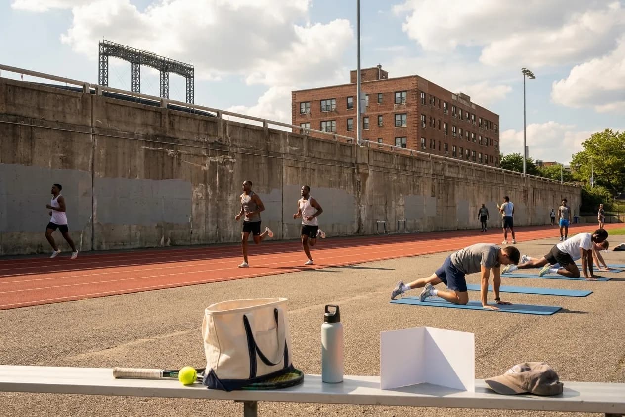 A bright Queens local-life scene connected to Zay Flowers Speed Training Tracks Near US Open Venue.