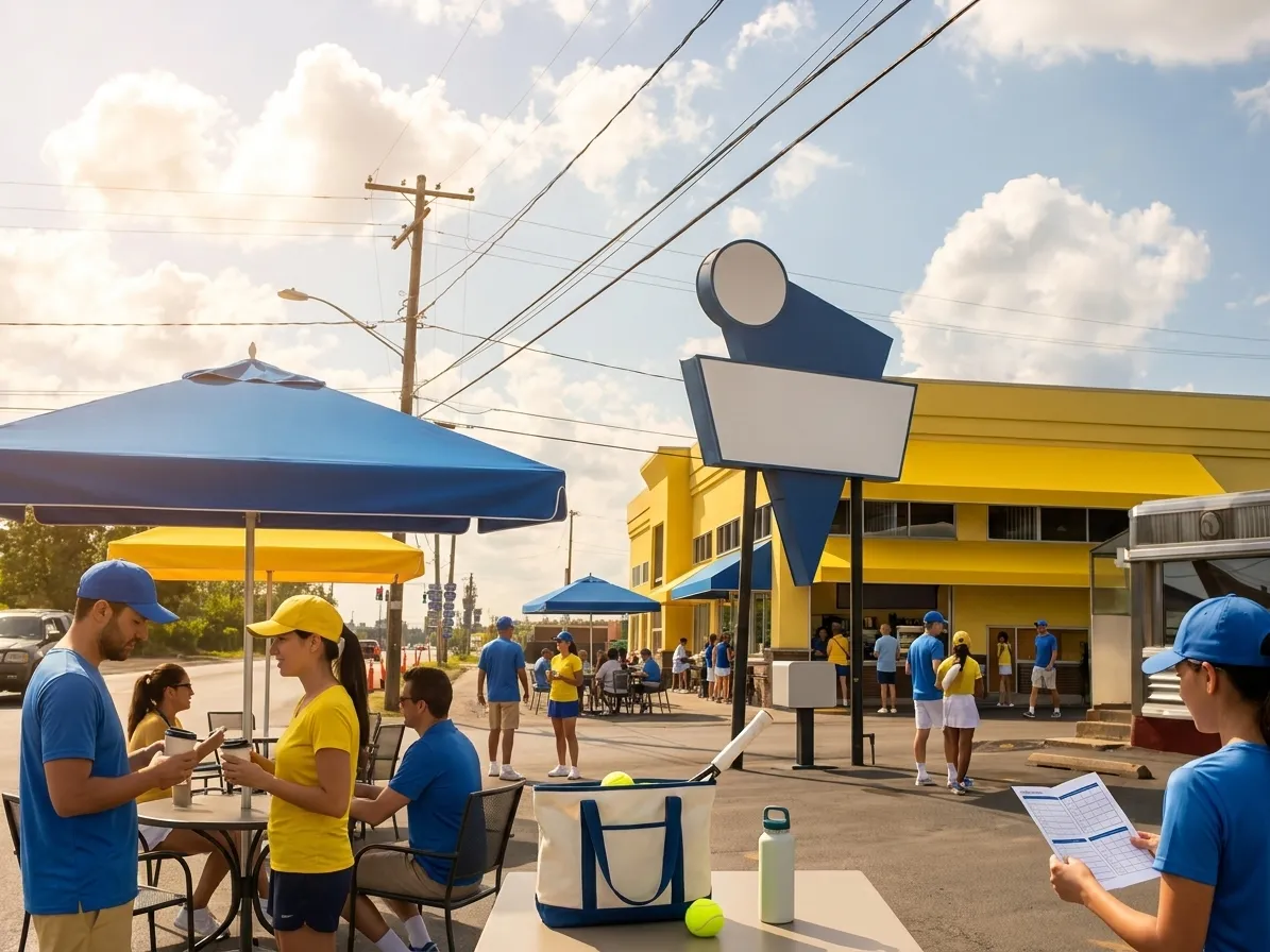 Bright New York local-life cover for Rebecca de Paula Brazilian Cafes Near Queens US Open.