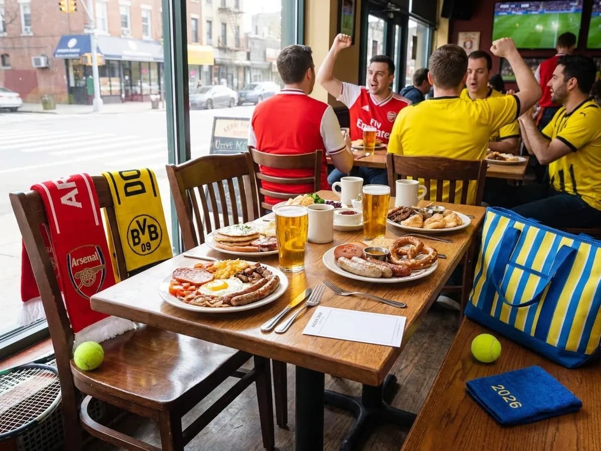 Bright Queens local-life detail for Arsenal Dortmund Breakfast Pubs Before US Open 2026.