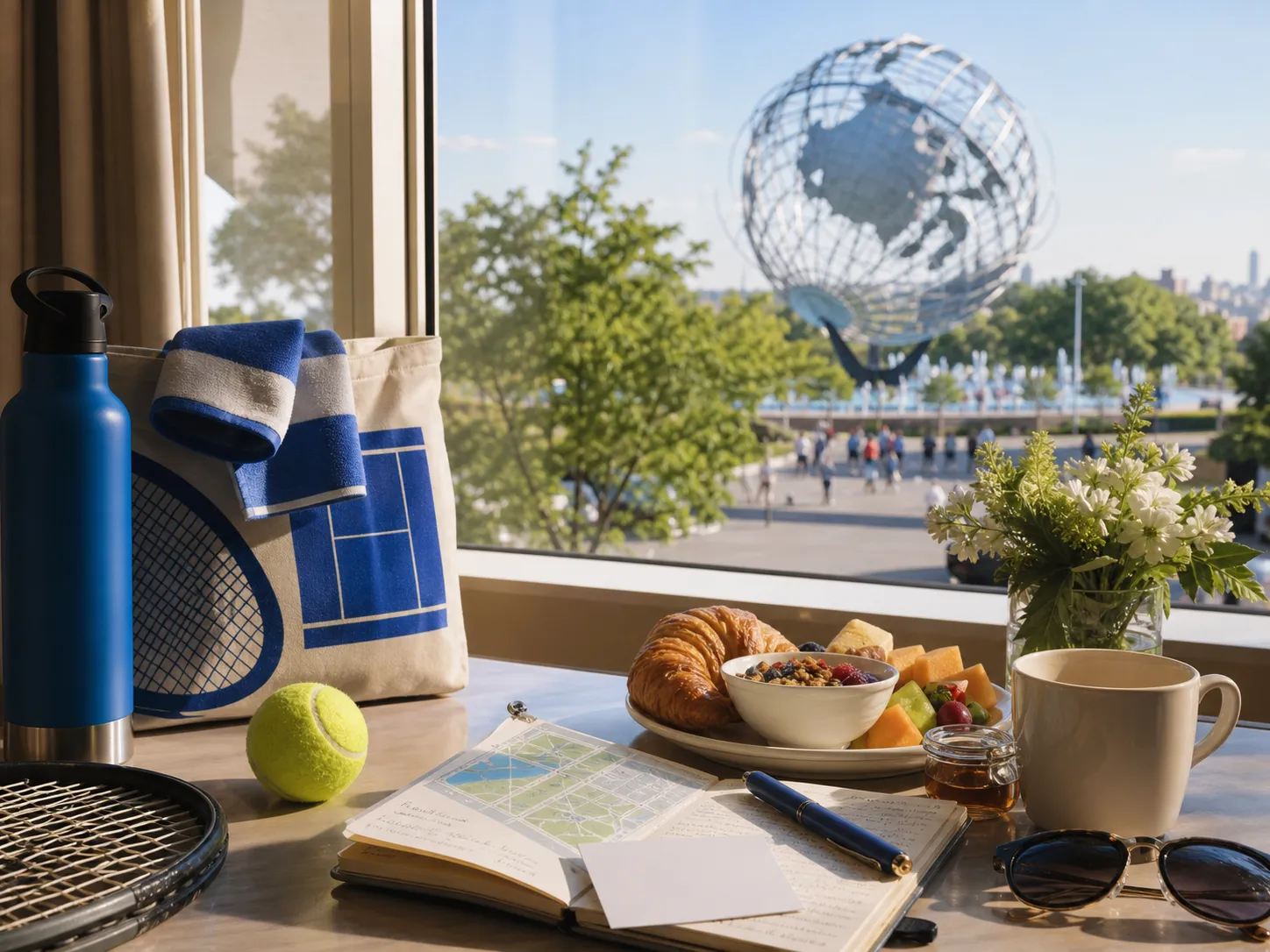 Bright realistic US Open 2026 local-life cover for Tigres Whitecaps Stops During US Open 2026 Brunch Stop Flushing Meadows.