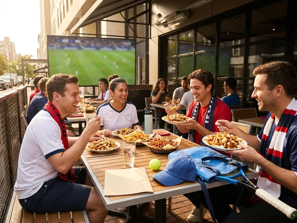 A bright Queens local-life scene connected to Vancouver vs Atlante Canadian Poutine Near US Open Flushing.