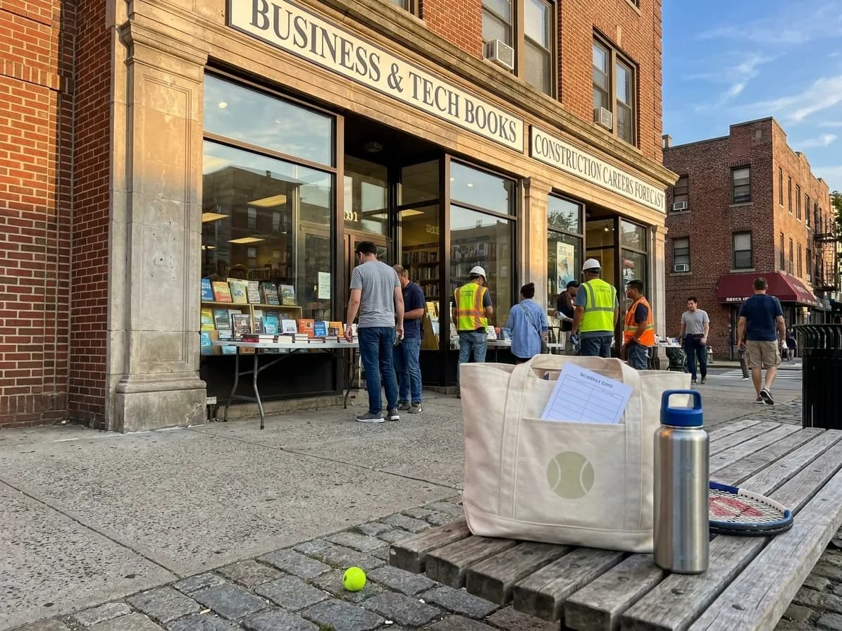 A bright Queens local-life scene connected to Jensen Huang Construction Careers Forecast: Queens Tech Bookstores US Open Week.