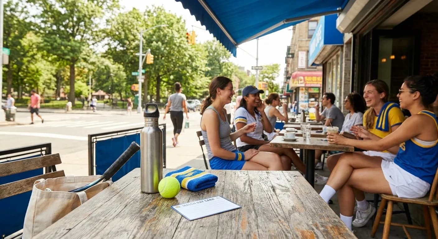 Bright Queens local-life detail for NYCFC Santos Laguna Fan Stops Around US Open 2026.