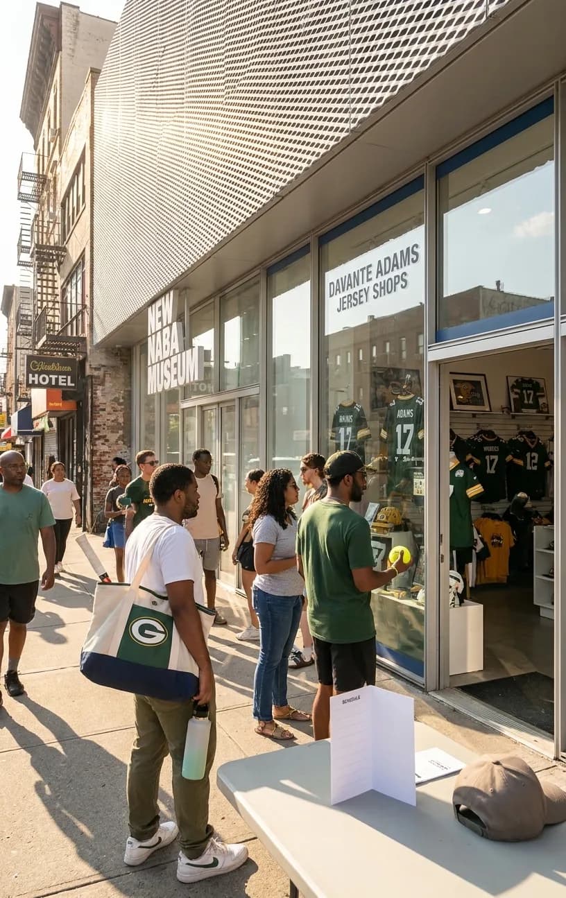 A bright Queens local-life scene connected to Davante Adams Jersey Shops: NYC Sports Memorabilia Near US Open.