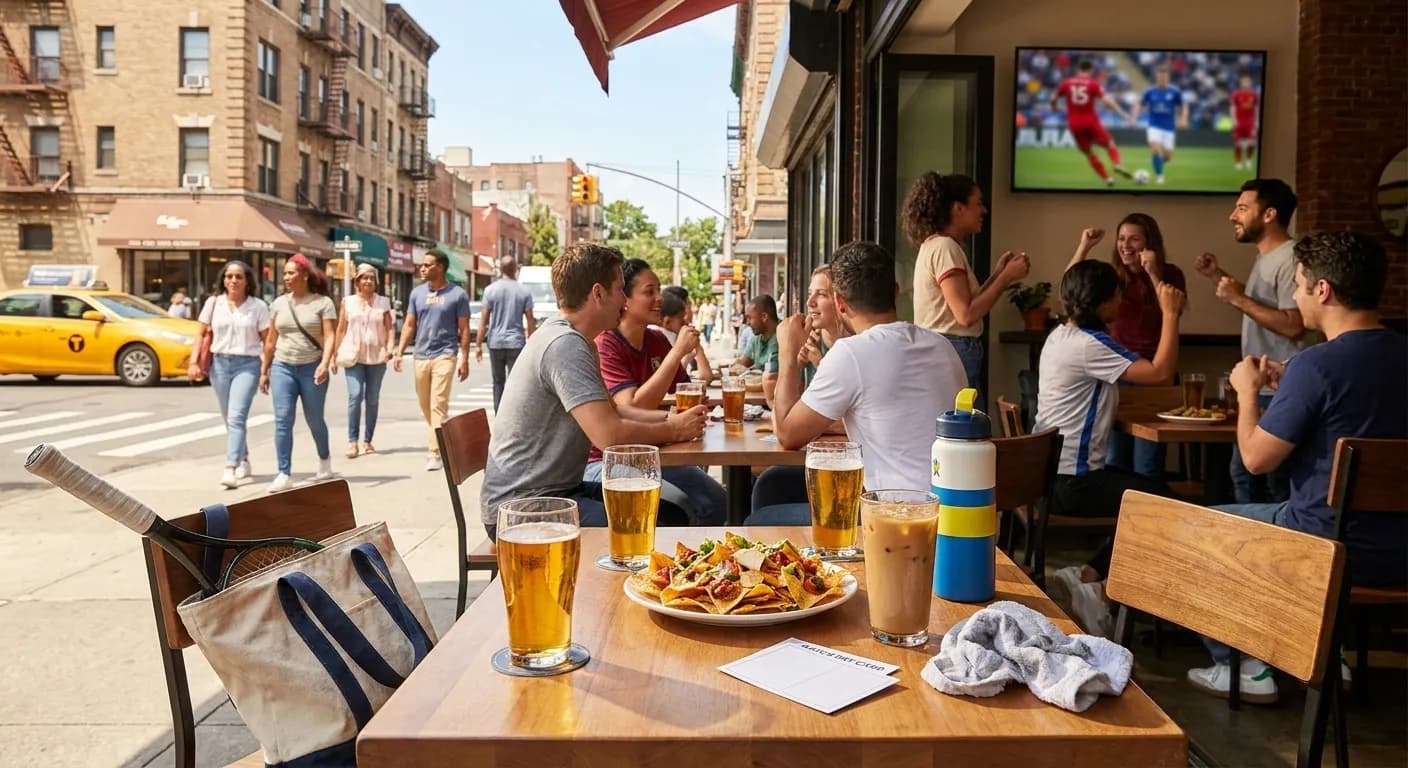 Bright Queens local-life detail for PSG Man United Soccer Pubs Around US Open 2026.
