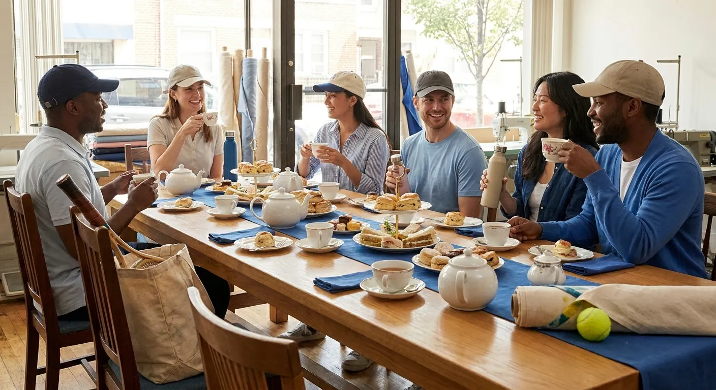 A bright Queens local-life scene connected to Queen Camilla Style British Tea Rooms Near US Open.