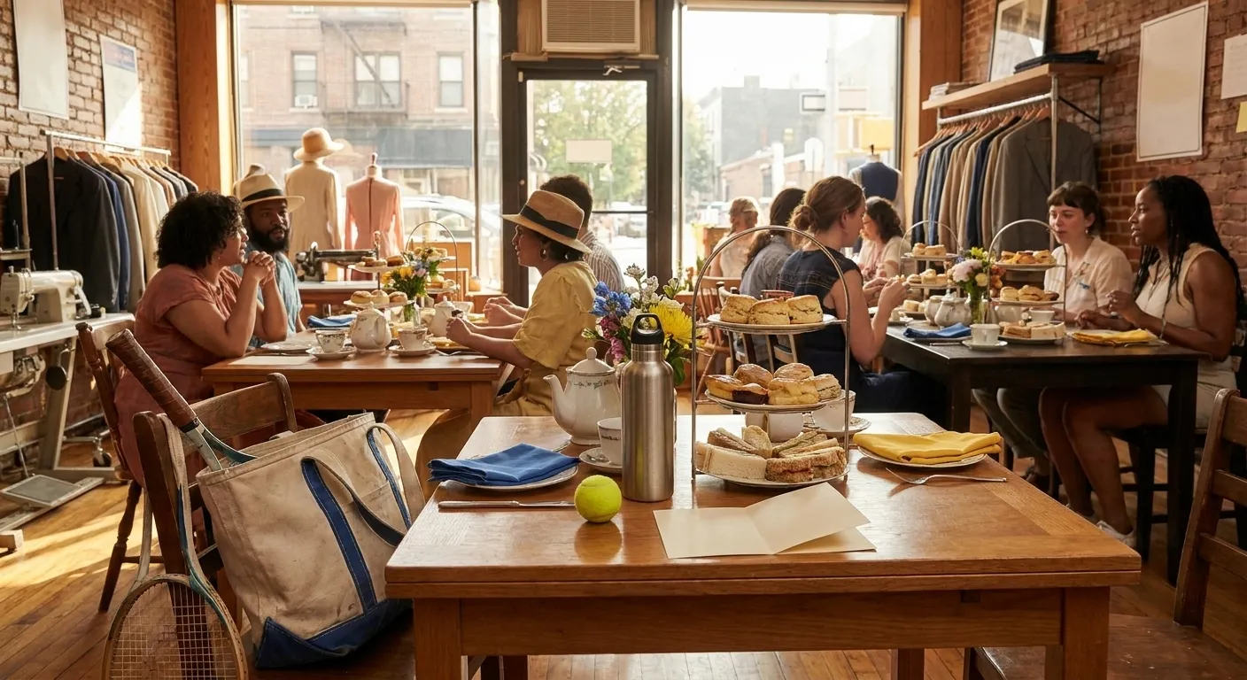 A bright Queens local-life scene connected to Queen Camilla Style British Tea Rooms Near US Open.