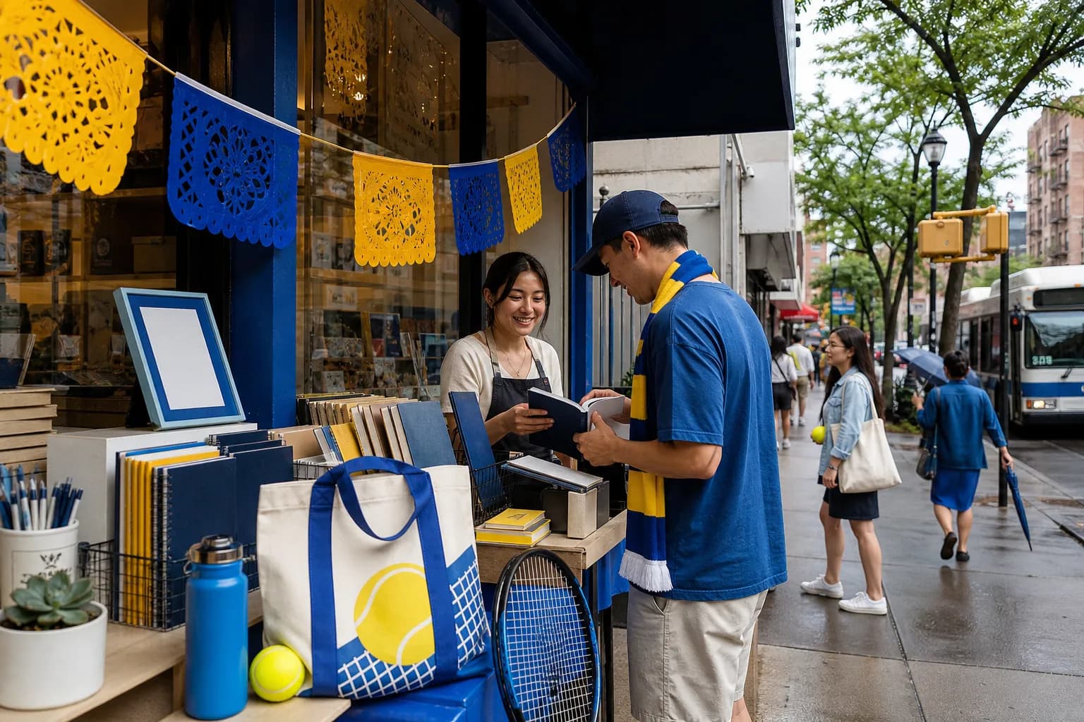 Bright New York local-life cover for Roberto Alvarado Soccer Fans Mexican Stationery Near US Open Queens.