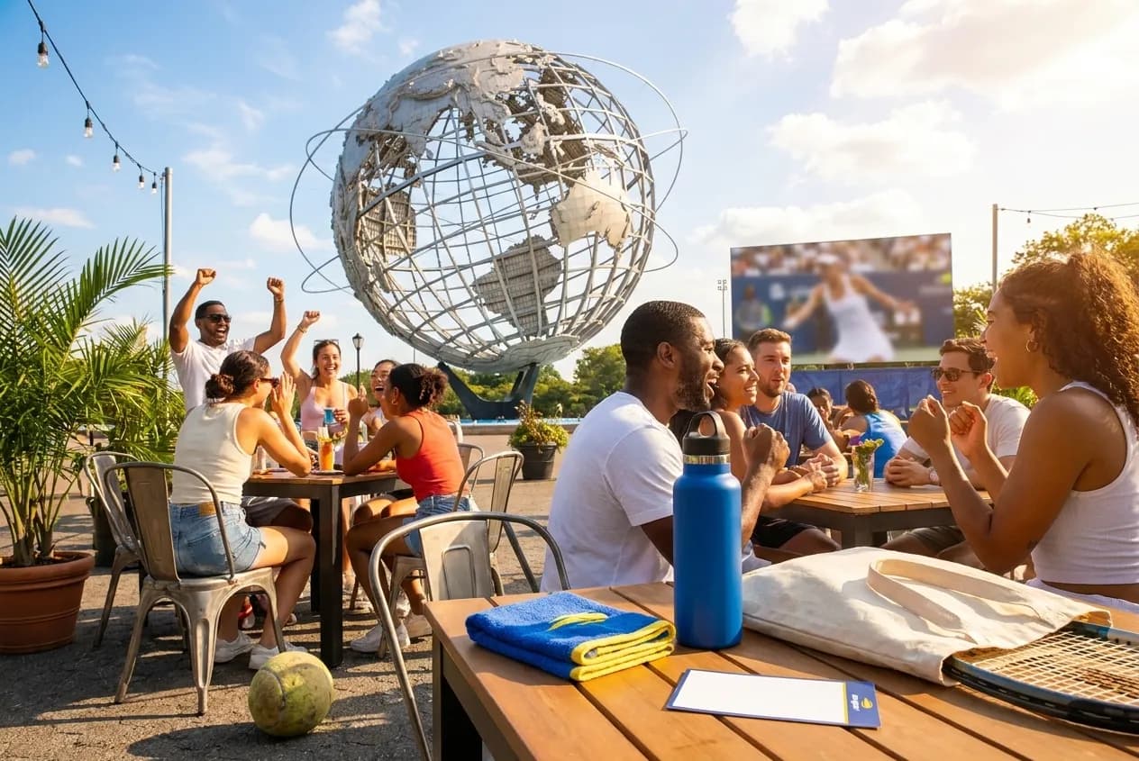Bright Queens local-life detail for Portland Thorns Boston Legacy Bars During US Open 2026.