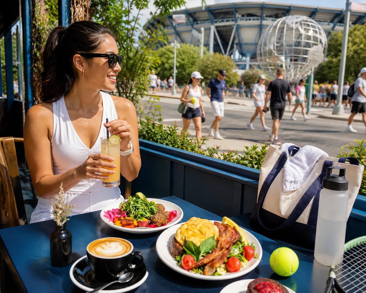 Bright Queens local-life detail for Miami Flight Alaska Airlines Stops During US Open 2026 Bar Route Flushing Meadows.