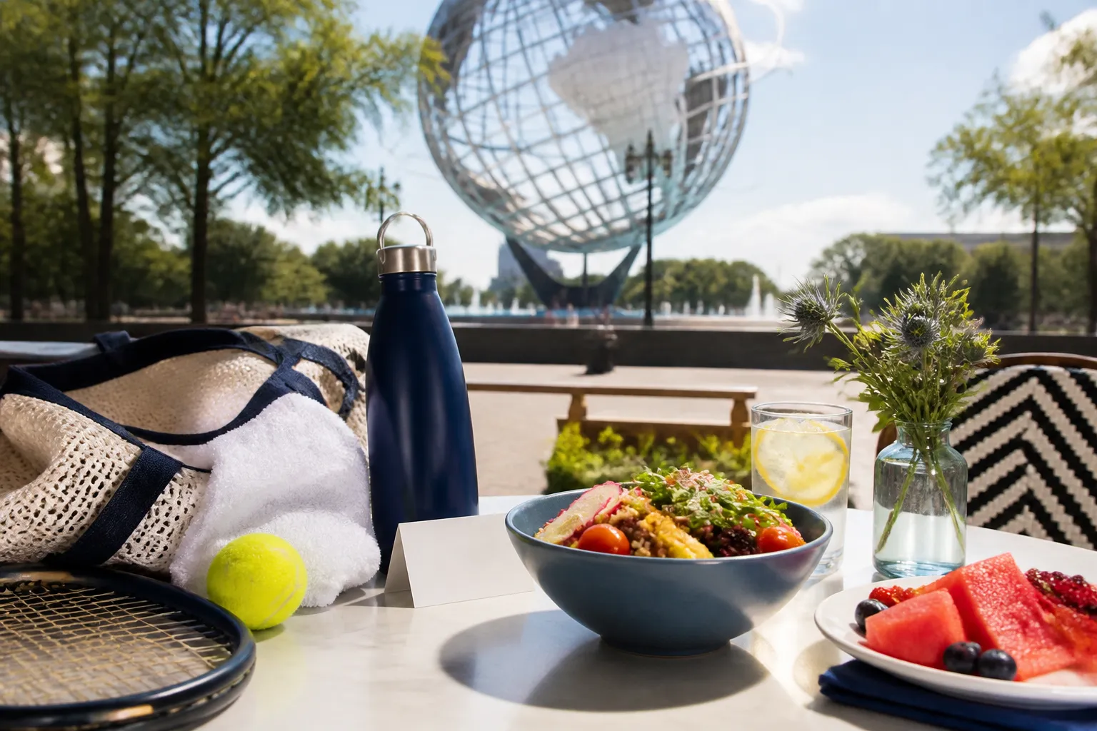 Bright realistic US Open 2026 local-life cover for Oprah Stedman Graham Public Plan For US Open 2026 Museum Cooldown New York.