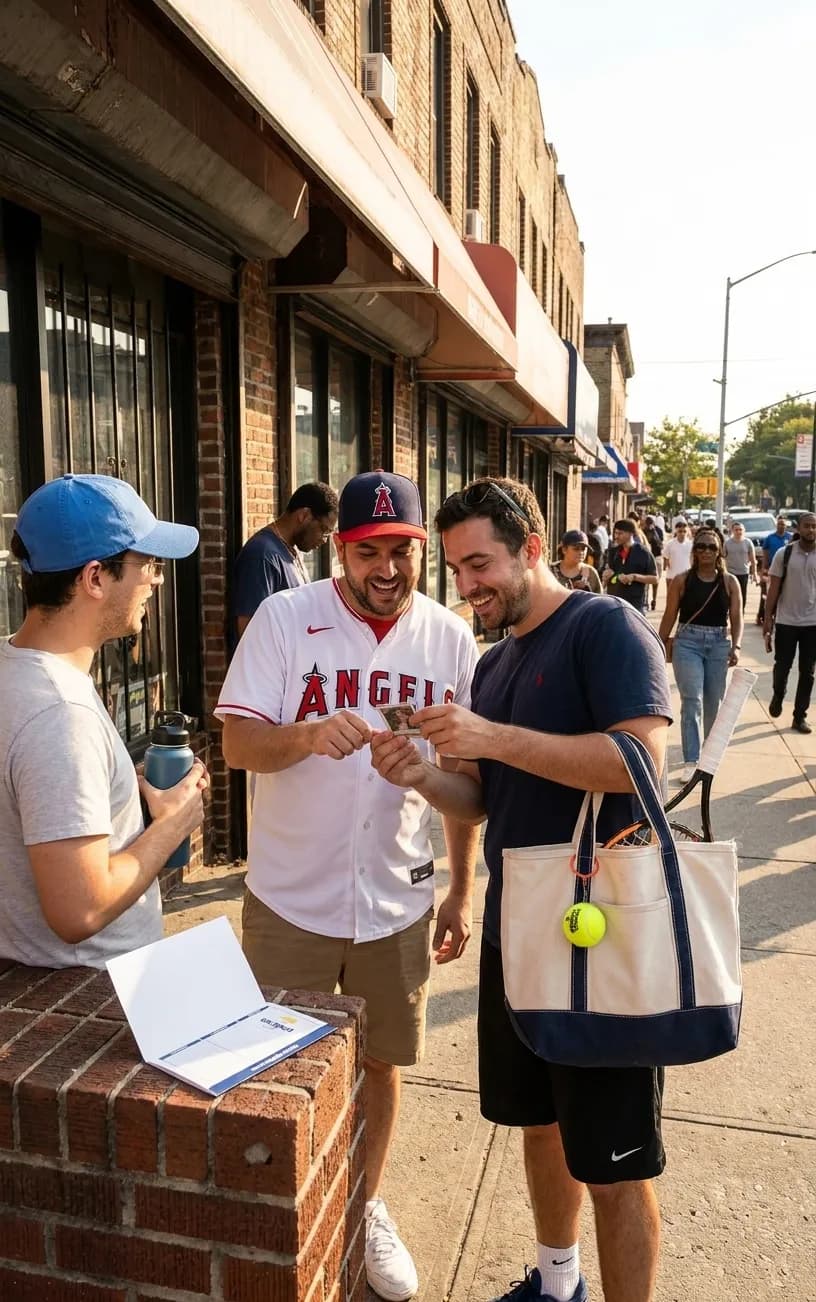A bright Queens local-life scene connected to Reid Detmers Angels Fans: NYC Baseball Card Shops US Open.