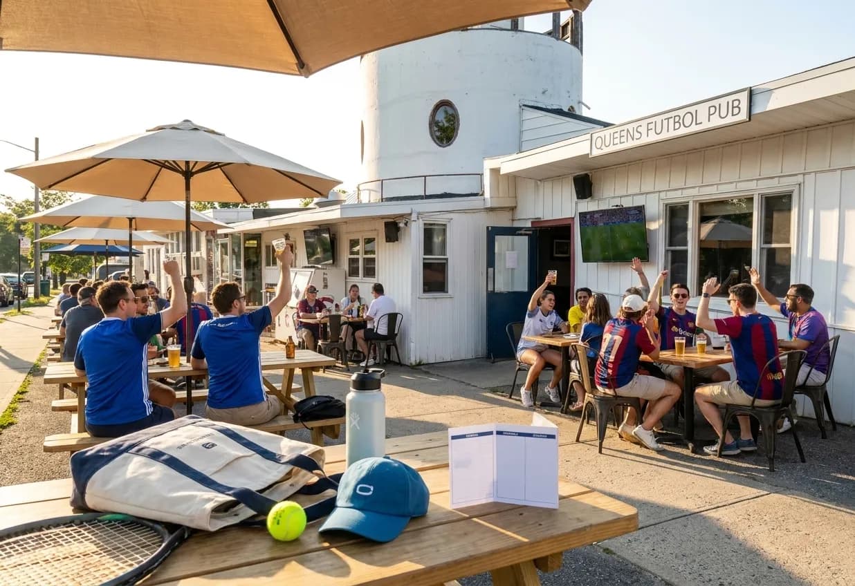 A bright Queens local-life scene connected to Birmingham vs Barcelona Soccer: Queens Futbol Pubs During 2026 Open.