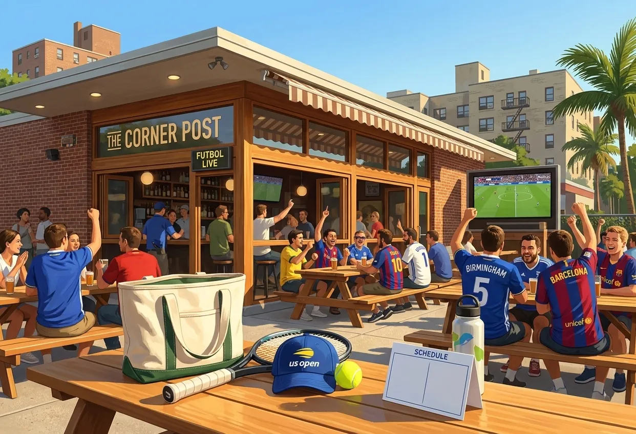 A bright Queens local-life scene connected to Birmingham vs Barcelona Soccer: Queens Futbol Pubs During 2026 Open.