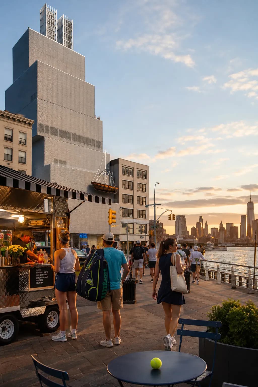 A bright Queens local-life scene connected to Ufc 331 Near US Open 2026: Waterfront Sunset Detours Before Tennis.
