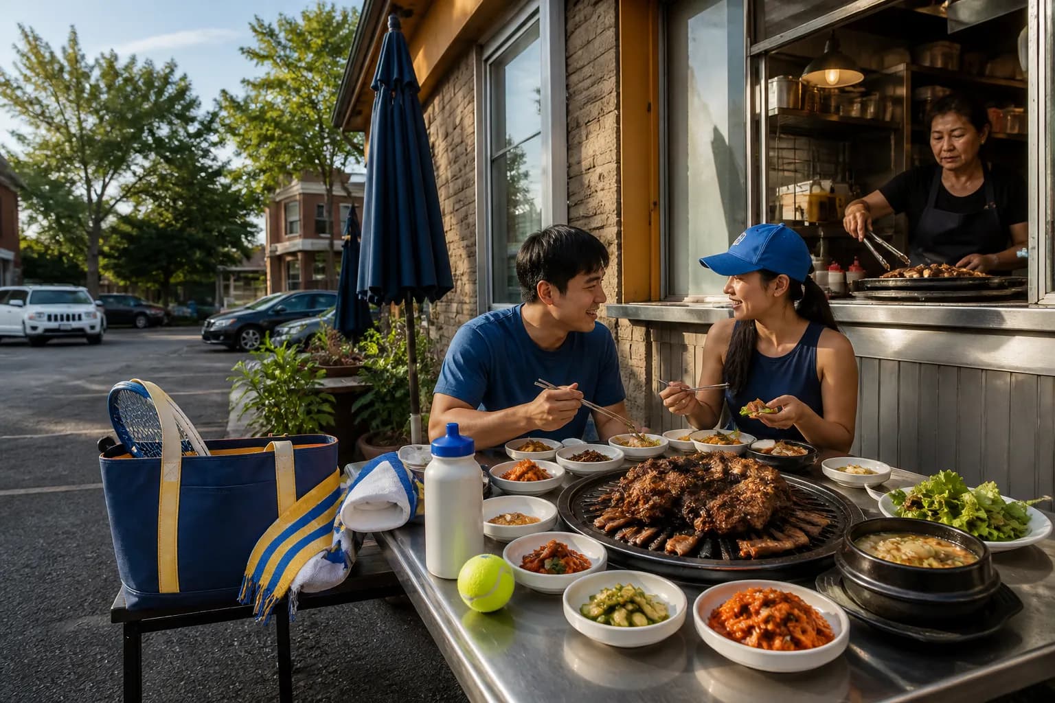 Bright New York local-life cover for K League All Stars vs Man City Korean BBQ US Open.