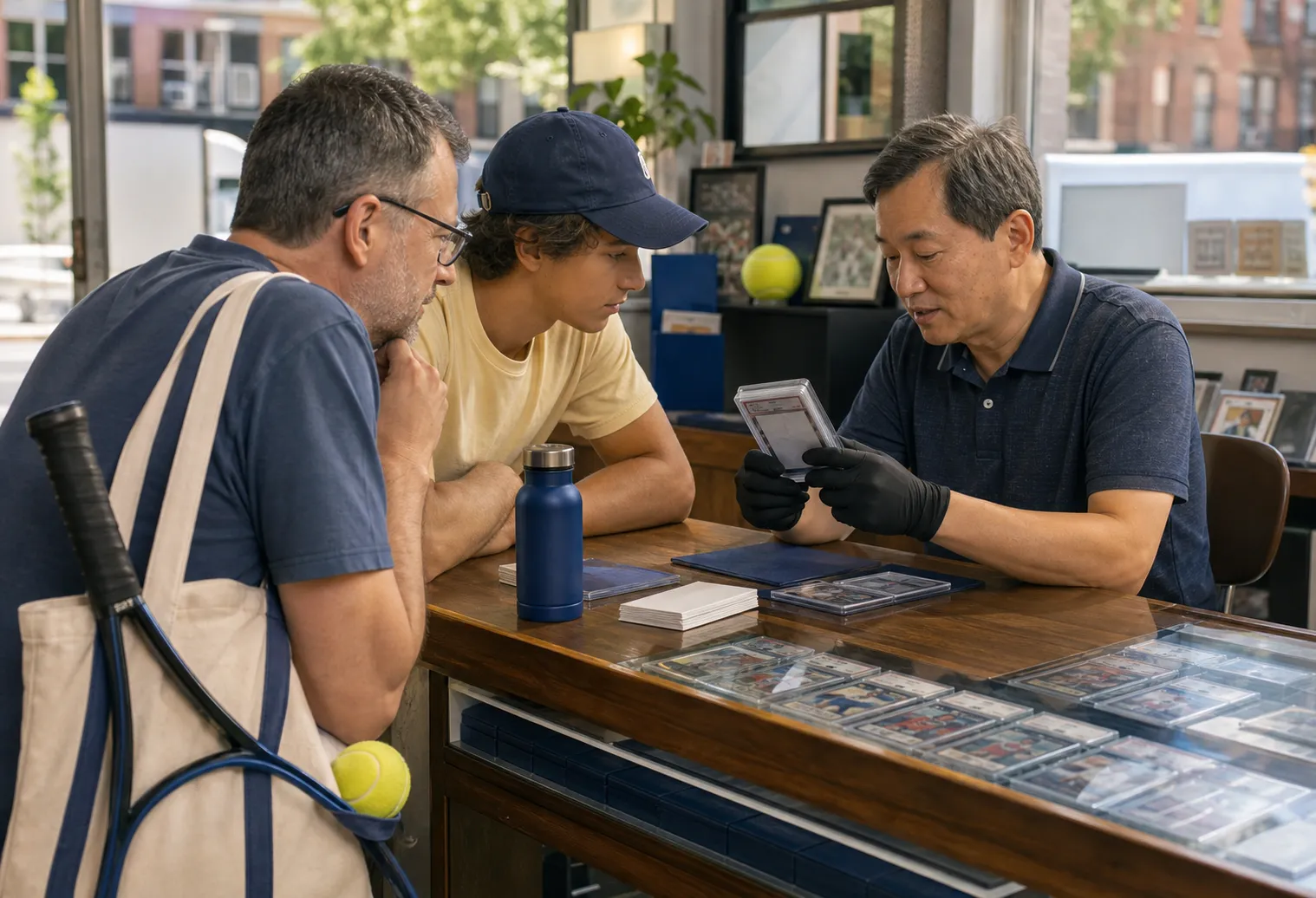 A bright Queens local-life scene connected to Colt Emerson Baseball Card Grading Near Queens US Open Venue.