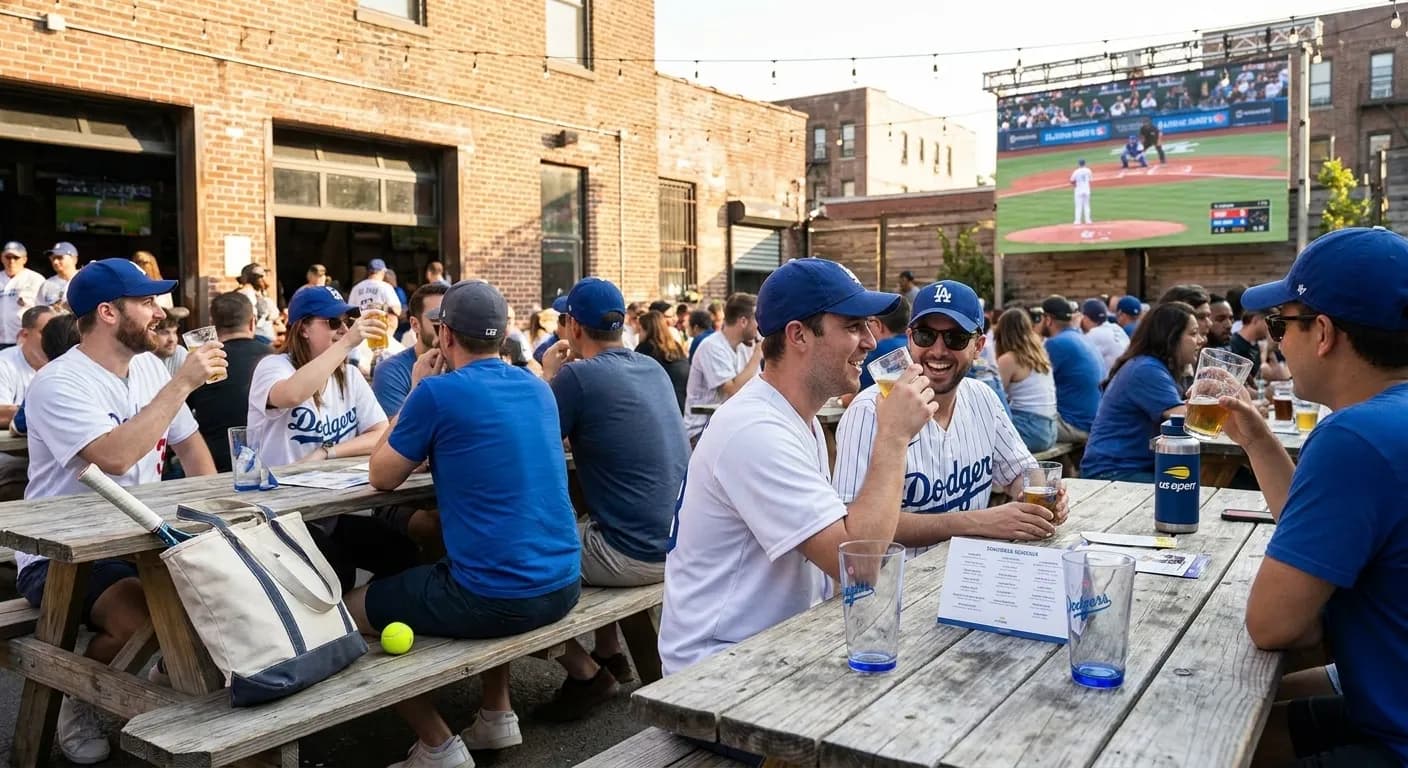 A bright Queens local-life scene connected to Dustin May Dodgers Fans: Queens Craft Beer Gardens US Open.