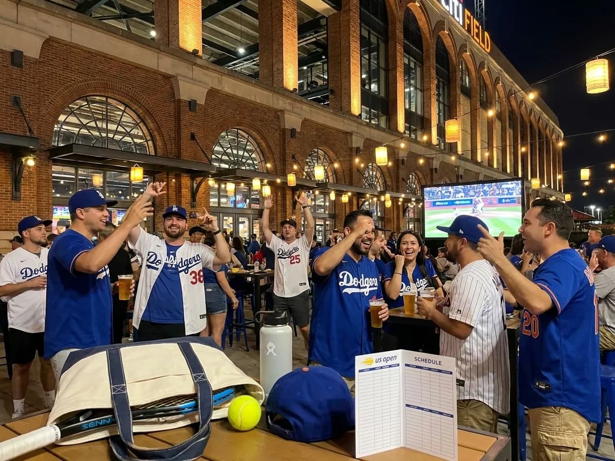 Bright New York local-life cover for Dustin May Dodgers Fans: Queens Craft Beer Gardens US Open.