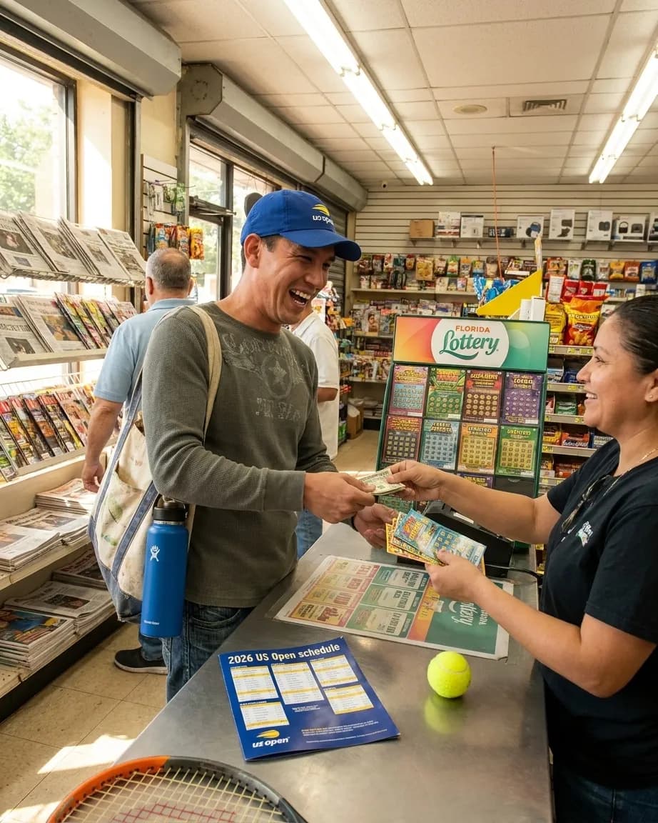 A bright Queens local-life scene connected to Florida Lottery Publix Ticket Winner: Queens Newsstands Near US Open.