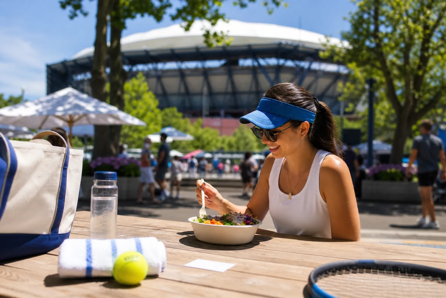 Bright Queens local-life detail for 7 Brew App Map For US Open 2026 Stadium Snack Plan Heat Wave.