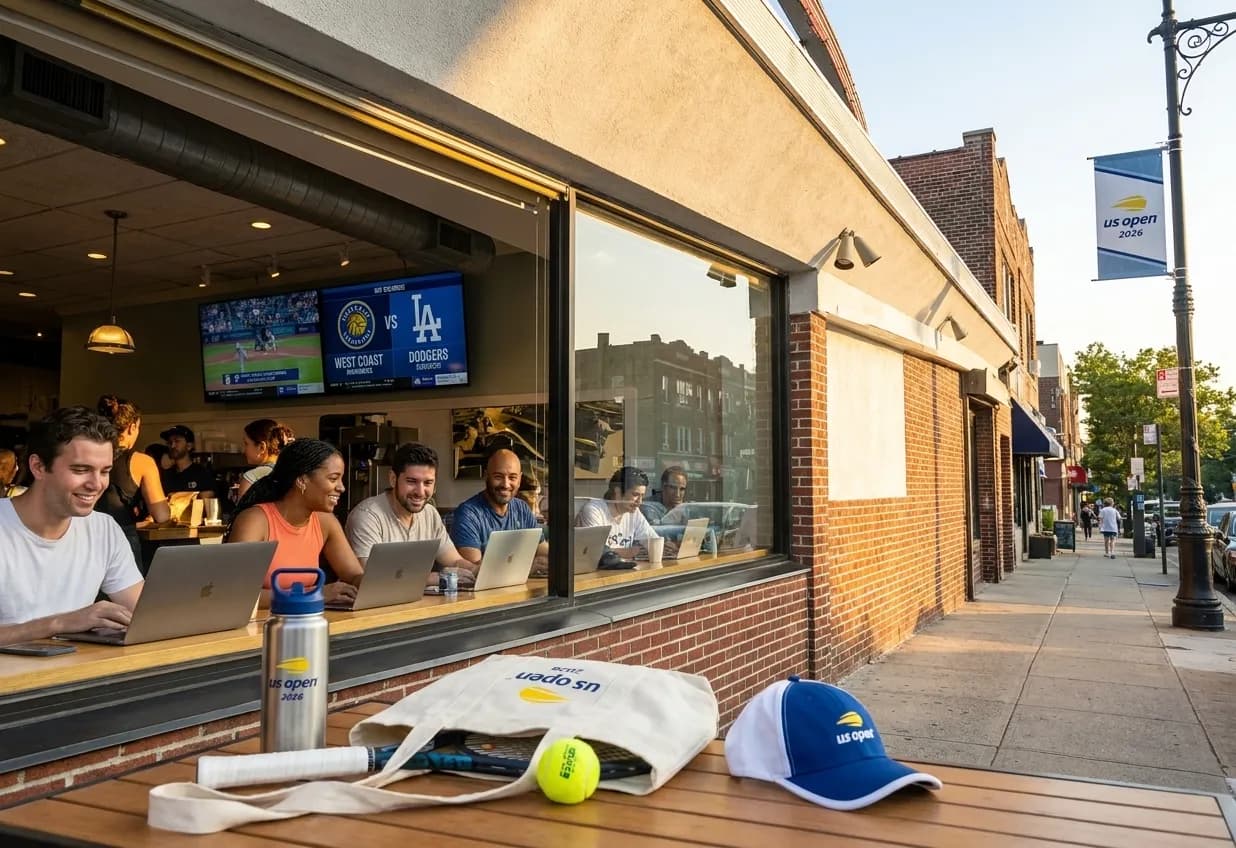A bright Queens local-life scene connected to Mariners vs Dodgers Streaming: Queens Coffee Shops During US Open.