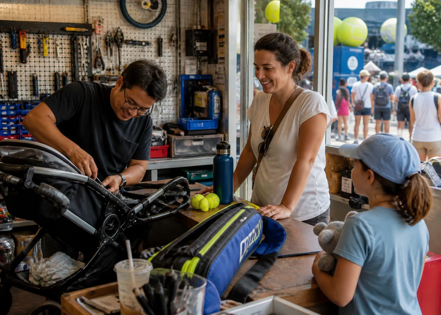 A bright Queens local-life scene connected to White Sox Near US Open 2026: Family Stroller Repair Stops Near Flushing Meadows.
