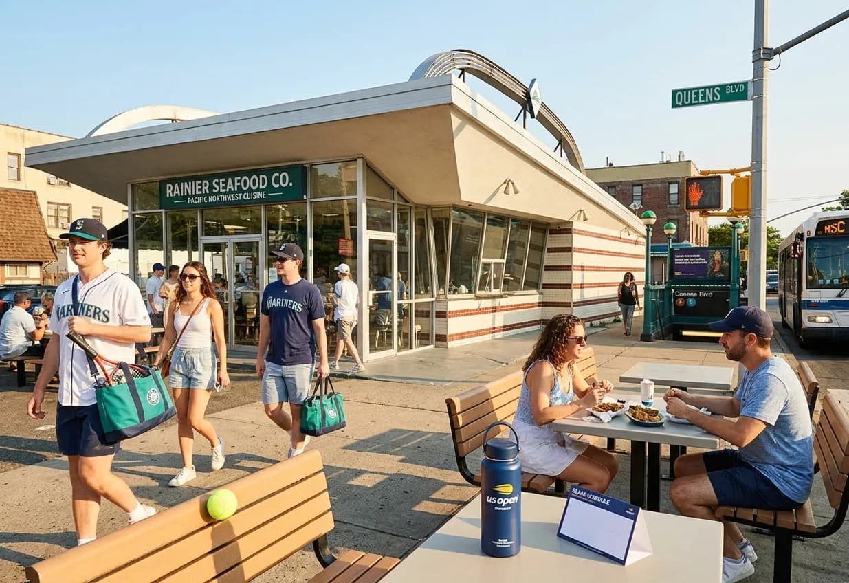 Bright New York local-life cover for Robbie Ray Mariners Fans: NYC Pacific Northwest Cuisine US Open.