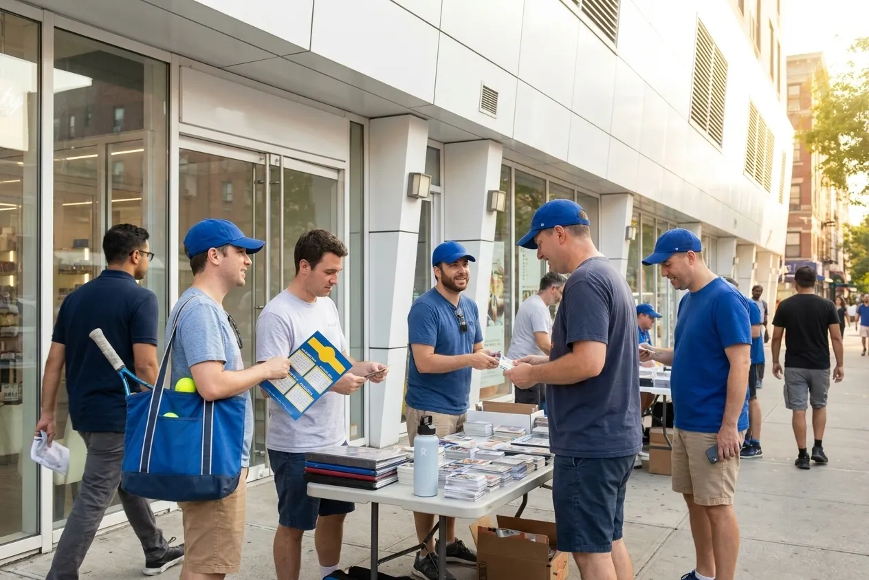 A bright Queens local-life scene connected to Pete Crow Armstrong Baseball Card Shops Near US Open.