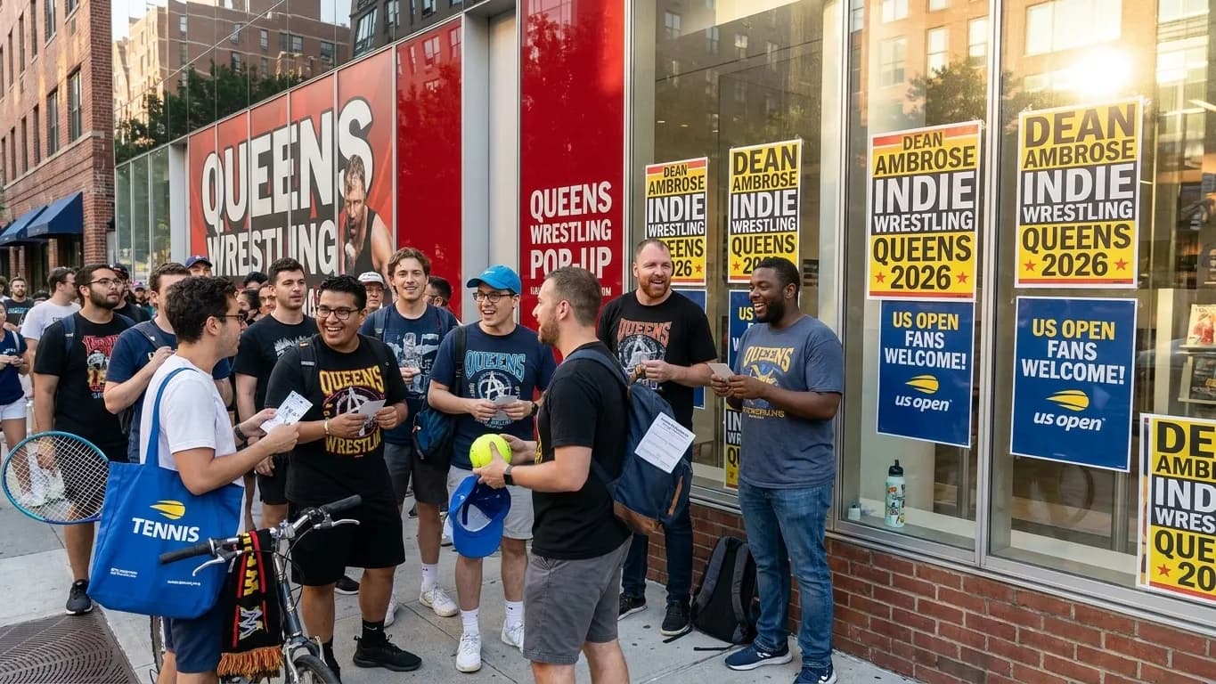Bright New York local-life cover for Dean Ambrose Wrestling Fans: NYC Indie Shows During US Open.