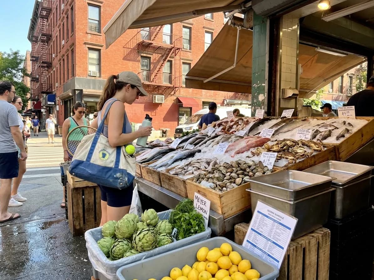 A bright Queens local-life scene connected to Joey Bart Giants Catcher: Queens Seafood Markets Near US Open.