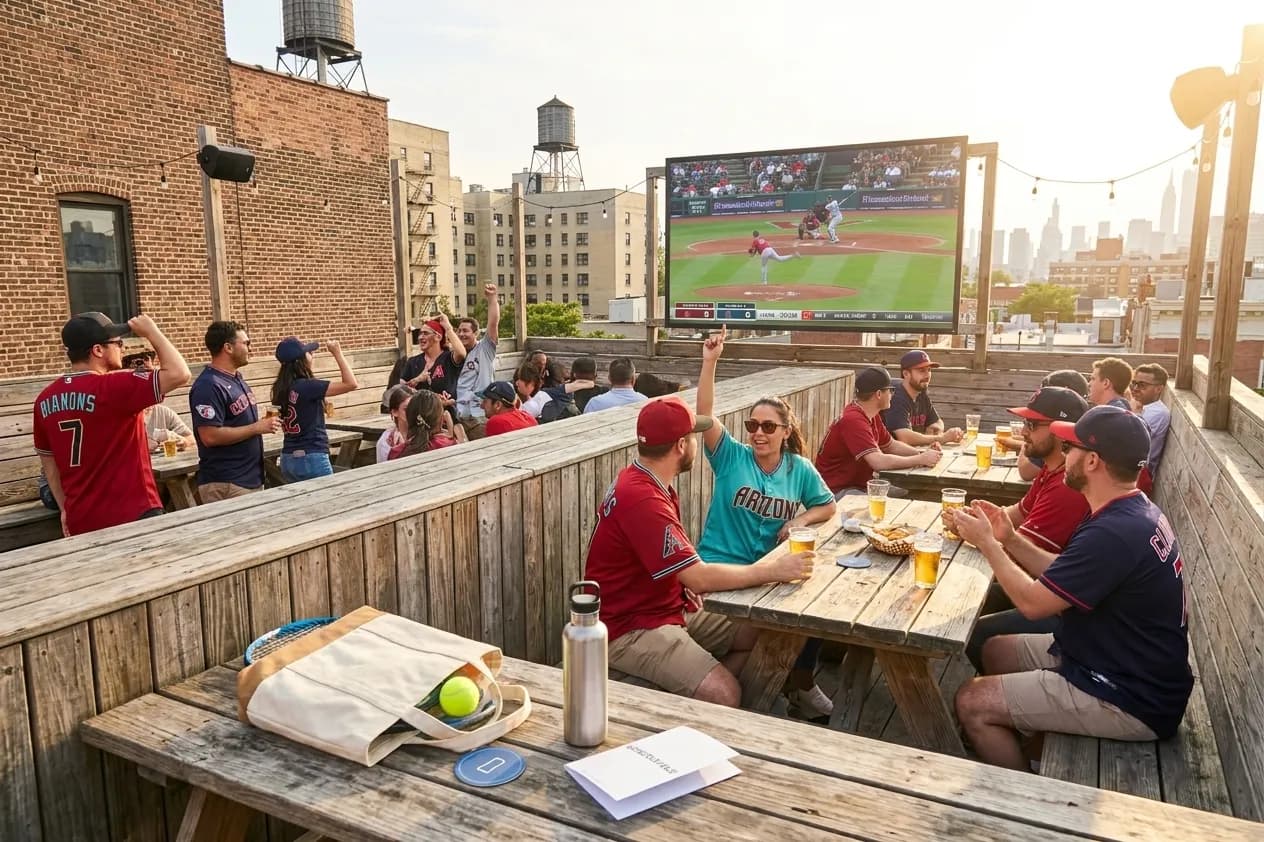 A bright Queens local-life scene connected to Diamondbacks vs Guardians Fans: NYC Rooftop Bars During 2026 Open.