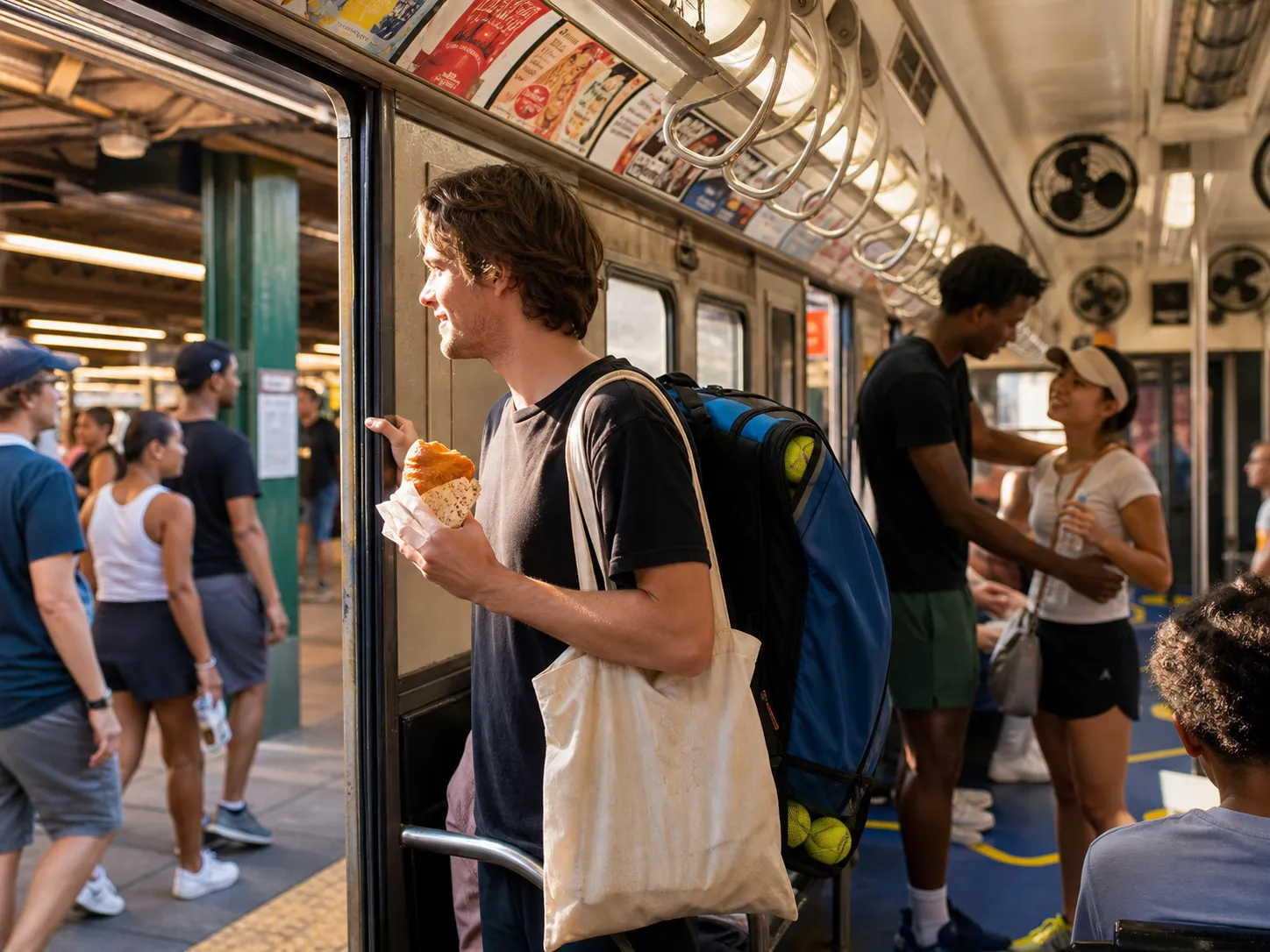 A bright Queens local-life scene connected to Ellar Coltrane Near US Open 2026: Late Bakery Runs After Night Sessions.