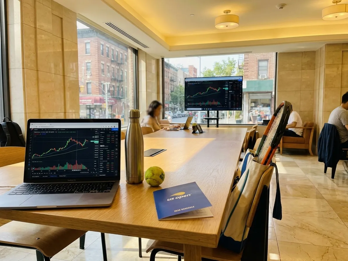 A bright Queens local-life scene connected to MSFT Stock Trading: Queens Coworking Spaces Near US Open Venue.