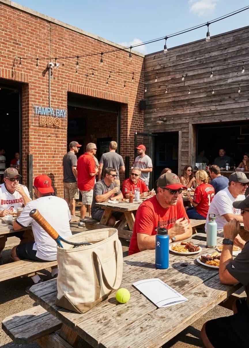 A bright Queens local-life scene connected to Mike Evans Buccaneers Fans: NYC Tampa Style BBQ Near US Open.