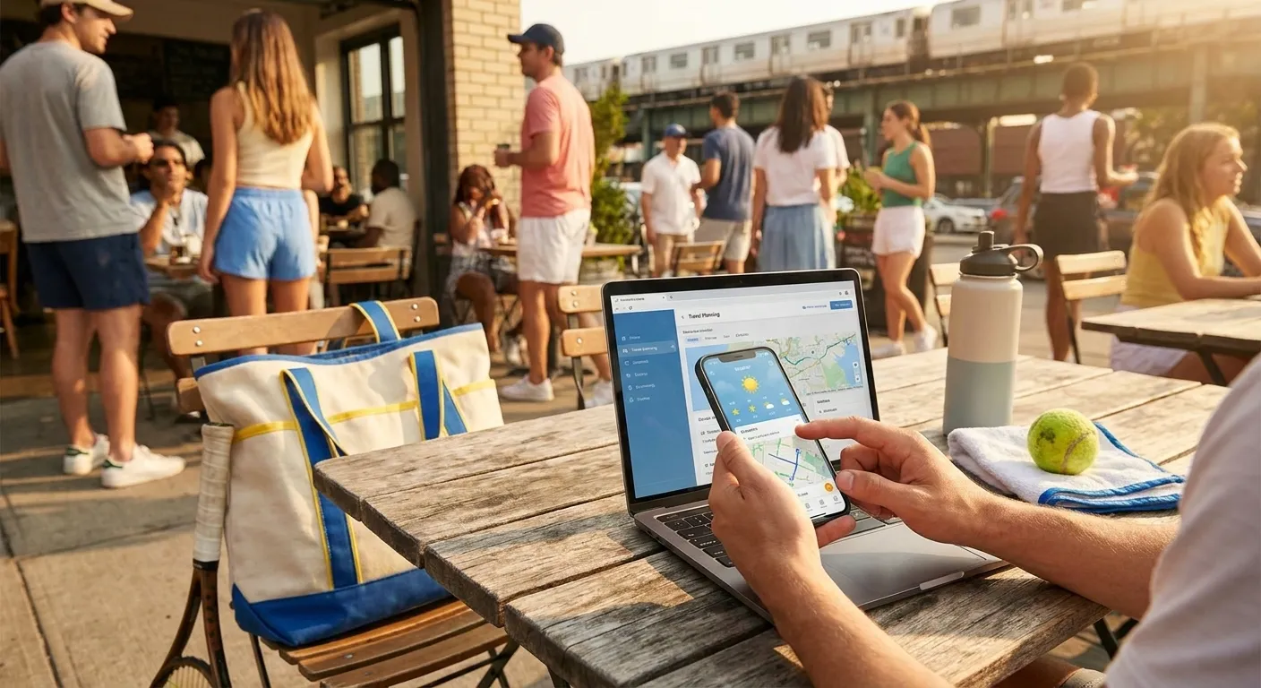Bright Queens local-life detail for Car Weather Apps For Driving To US Open 2026.