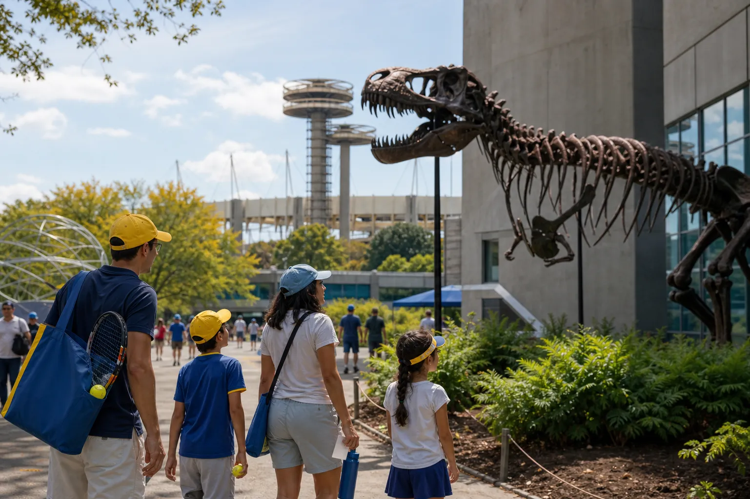 A bright Queens local-life scene connected to Danube Woolly Mammoth Bones Inspire Natural History Walks Near US Open.