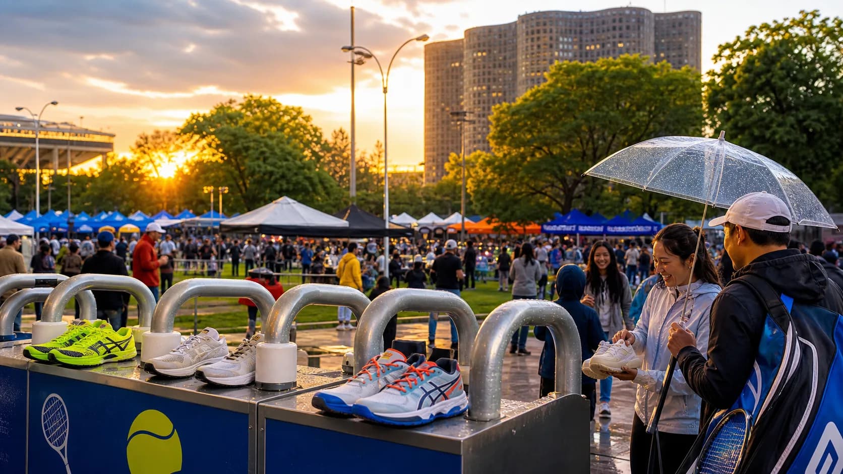 Bright New York local-life cover for Dodgers Vs Cubs Near US Open 2026: Rain-Ready Shoe Drying Services Near The Venue.