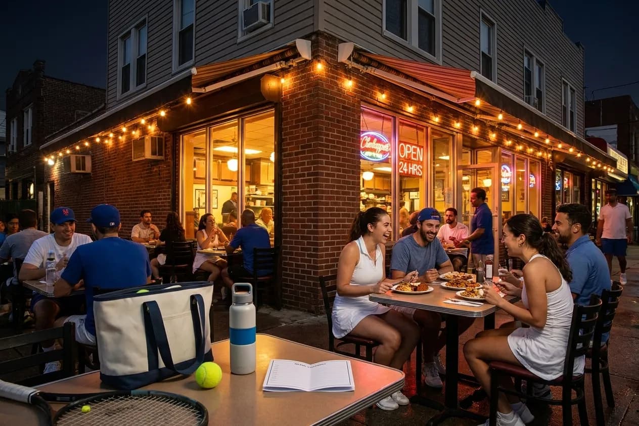 A bright Queens local-life scene connected to Brooks Raley Mets Fans: Queens Late Night Diners US Open.
