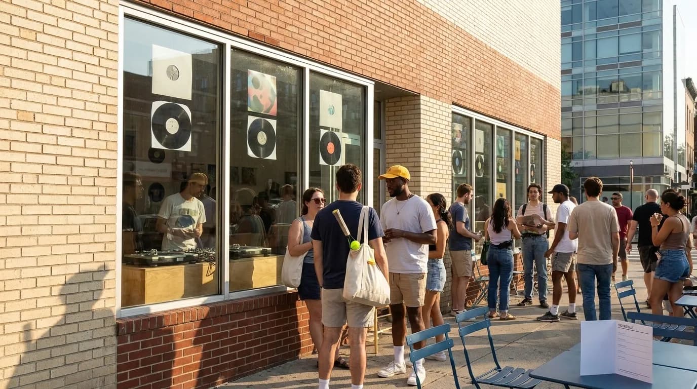 Bright New York local-life cover for Jelly Roll Country Music Record Shops Near US Open.